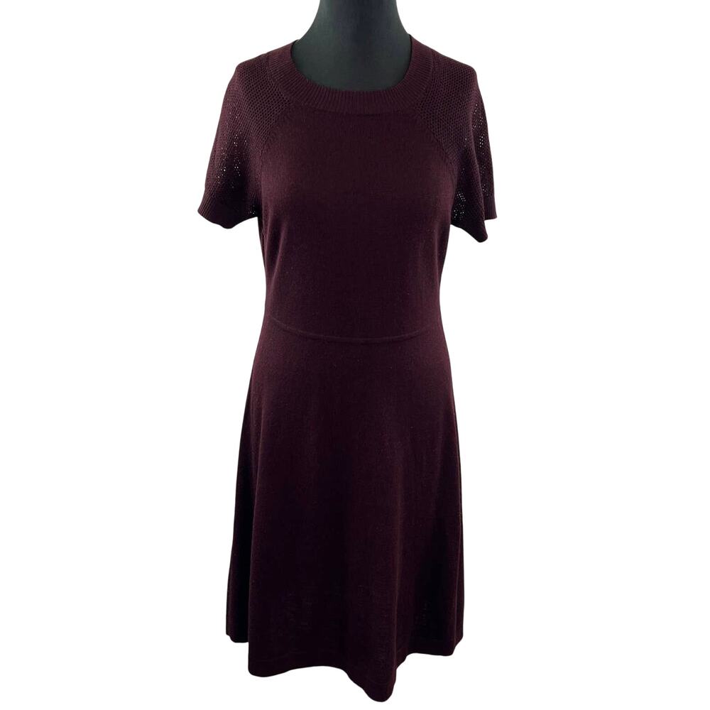 Susana Monaco Stitch Fix Burgundy Purple Wool Knit Short Sleeve A-Line Dress S